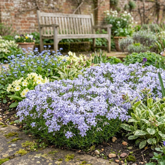 Set of 3 or 6 Phlox Emerald Cushion Blue Alpine Plants, Hardy Perennial Creeping Ground Cover, Flowering Garden Plants, 1 Litre Root-Ball