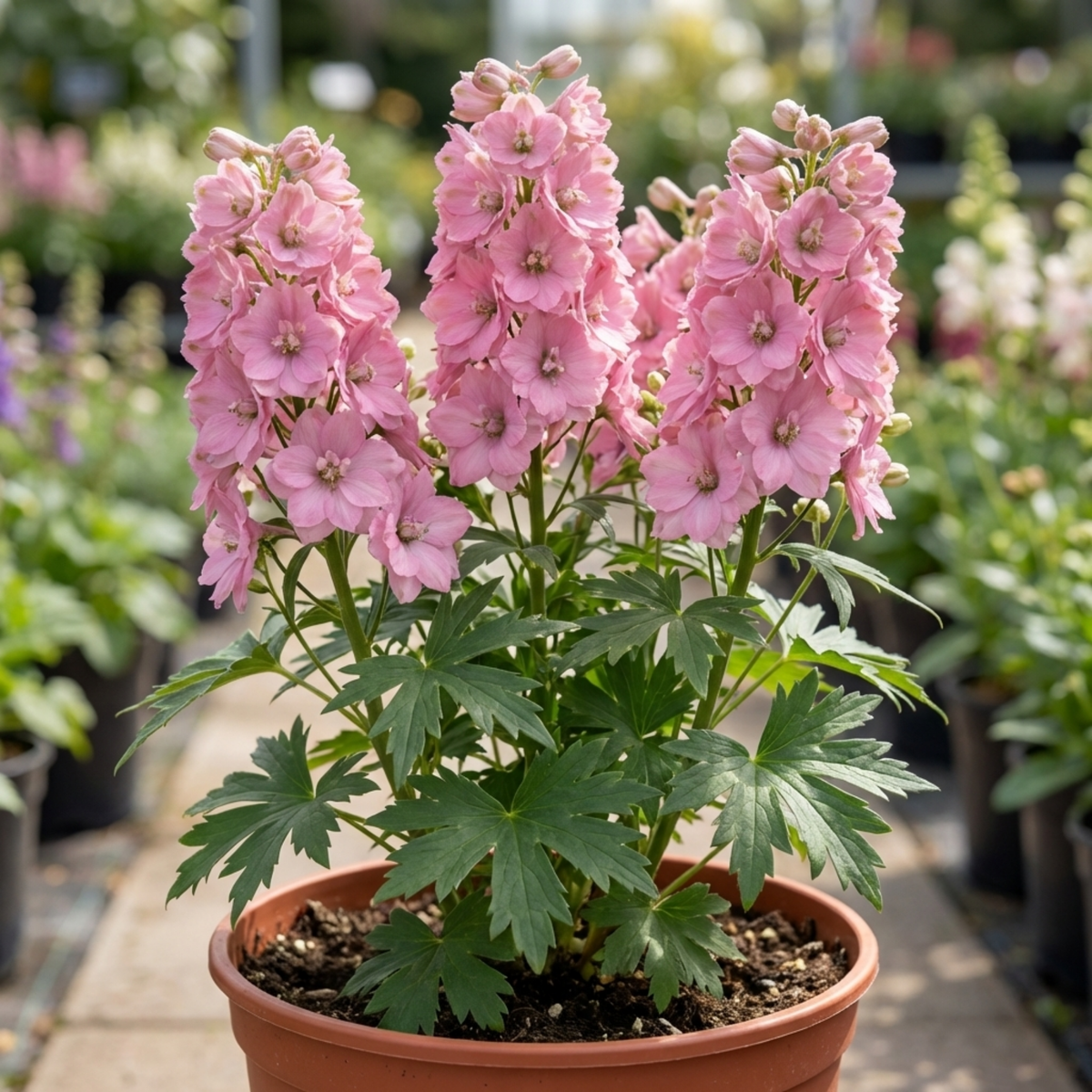 1 Delphinium Pixie Rose Rocket Hardy Perennial Plant, Cottage Garden Summer Flowering, 19cm Root-Ball