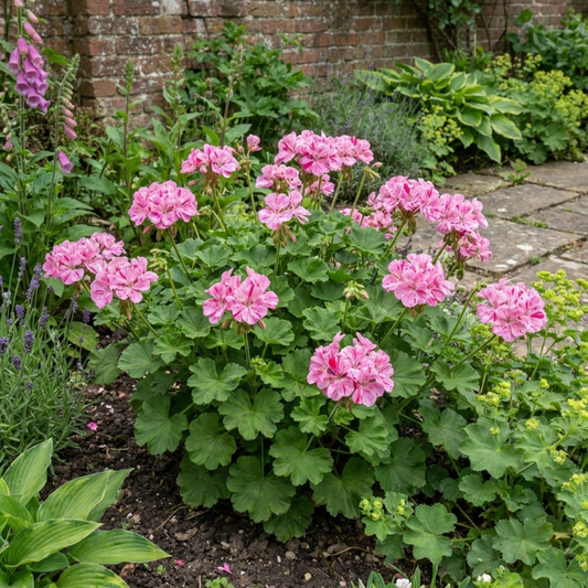 1 Geranium Pretty Little Pink Splash, Summer Flowering Plant, Outdoor Garden Ready, 5 Litre Root-Ball