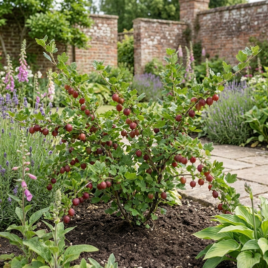 Red Gooseberry Fruit Bush Plant, Hardy Self Fertile, Outdoor Garden Ready, 5L Root Ball