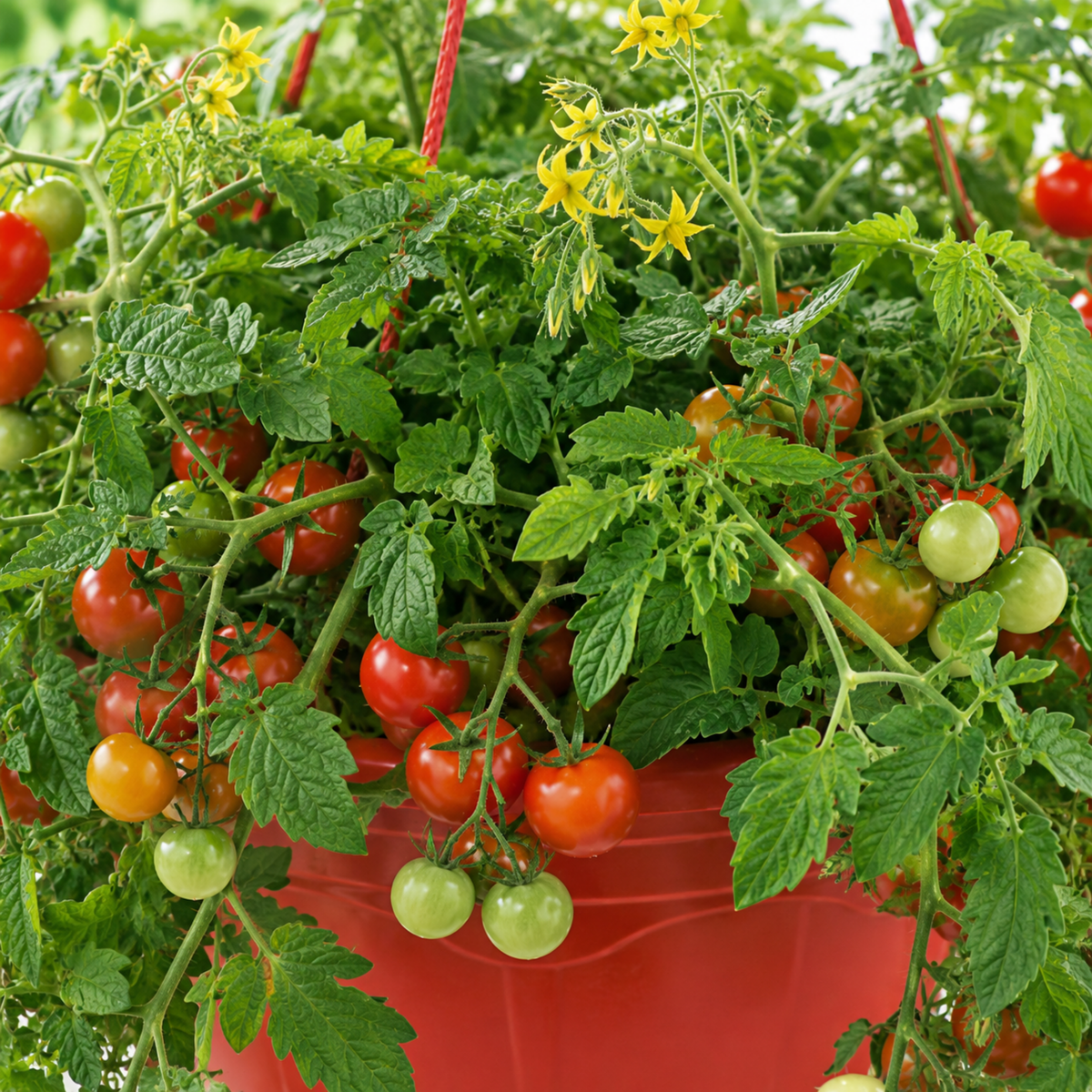 1 Tumbling Tom Red Trailing Tomato Plant, Outdoor Garden Ready, 25cm Root Ball, Hanging Basket