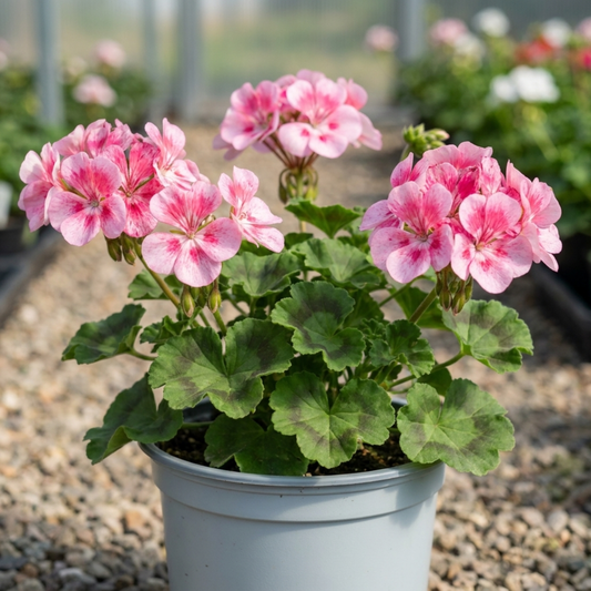 1 Geranium Pretty Little Pink Splash, Summer Flowering Plant, Outdoor Garden Ready, 5 Litre Root-Ball