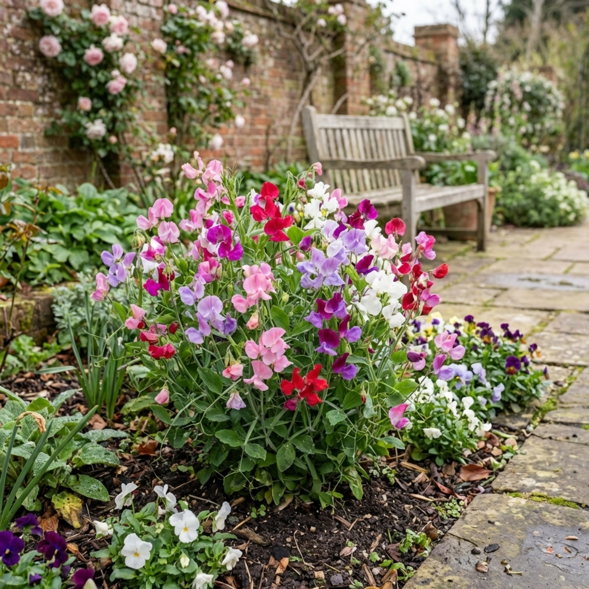 Set of 3 or 6 Large, Garden Ready Plants - Sweet Pea Little Sweetheart Mix, 10.5 cm