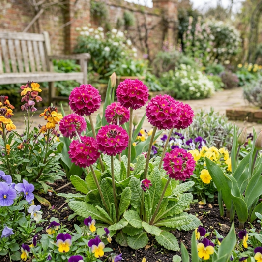 Primula Denticulata Deep Rose Hardy Perennial Plants, Spring Flowering, Outdoor Garden Ready, 1 Litre Root-Ball