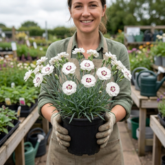 1 Dianthus Coconut Sundae Cottage Pinks Plant, Summer Flowering Perennial, 2Ltr Root Ball
