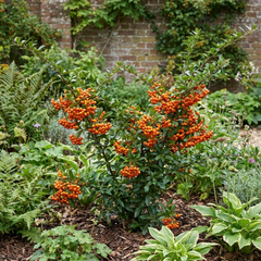 Pyracantha Orange Glow Firethorn Plant, Evergreen Fast Growing Climbing Hedge Shrub, 2L Root-Ball