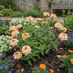 Verbena Magelana Peach Trailing Plants, Summer Bedding Flowers, Hanging Basket & Garden Ready, 10.5cm Root Ball