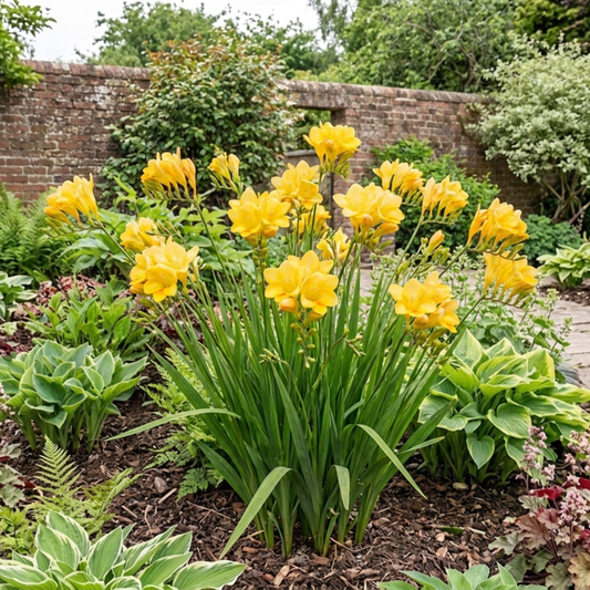 1 Freesia Gold River Outdoor Garden Plant, Fragrant Hardy Summer Flowering Perennial, 2 Litre Root Ball
