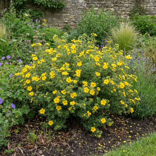 Potentilla Goldfinger Hardy Yellow Flowering Shrub, Bee Friendly Garden Plant, 2 Litre Root Ball