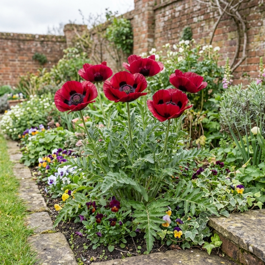 Papaver Orientale Beauty of Livermere Plants, Hardy Perennial Oriental Poppy, Outdoor Garden Ready, 1 Litre Root-Ball