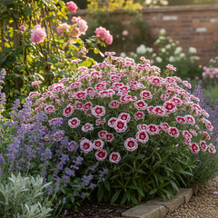 1 Spring–Summer Dianthus Flowering Plants – Dart Red White Picotee. Outdoor Garden Ready Plants for Pots, Borders, Rockeries & Containers. Hardy, Compact & Easy to Grow. Supplied as a Large 2L Pot