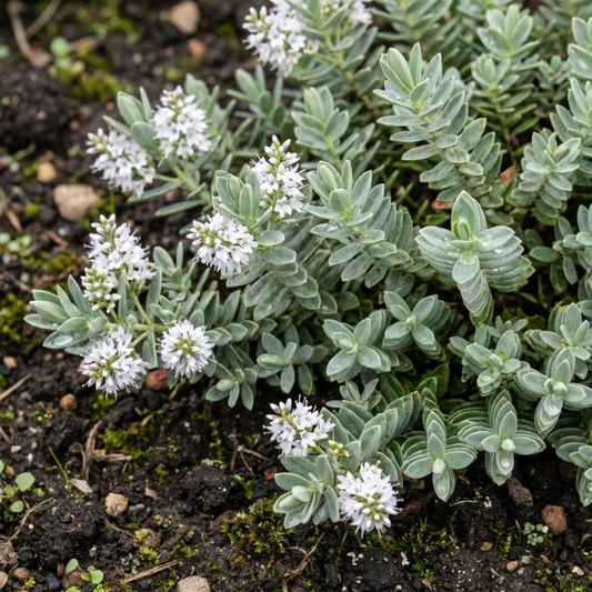 Hebe Sutherlandii Hardy Evergreen Flowering Perennial Shrub Plants, Outdoor Garden Ready, 1 Litre Root-Ball