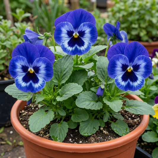 Pansy Delta Pro Marina Plants, Hardy Winter & Spring Flowering Pansies, Litre Root Ball
