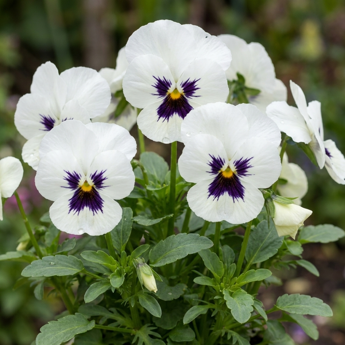 Pansy Cats Plus White Plants, Hardy Winter & Spring Flowering Pansies, 1 Litre Root-Ball