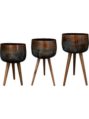 Jolien Plant Pot 88cm Height cm Dia Pot On Feet Mystic Blue (set of 3) Pots & Planters