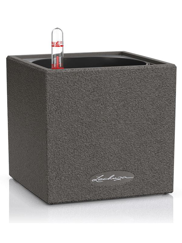 Lechuza Canto Stone 14 Plant Pot 14cm Height 12cm Dia All inclusive Set Graphite Black Pots & Planters