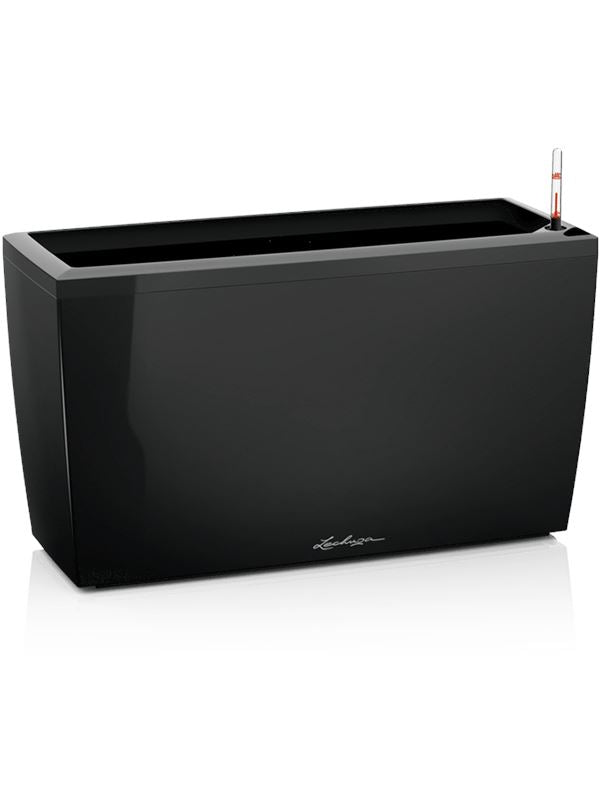 Lechuza Premium Cararo Plant Pot 43cm Height 23.5cm Dia All Inclusive Set Black High Gloss Pots & Planters