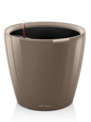 Lechuza Premium Classico LS 21 Plant Pot 20cm Height 18.5cm Dia All Inclusive Set Taupe High Gloss Pots & Planters