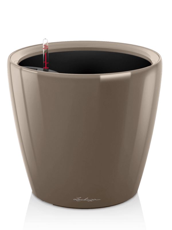 Lechuza Premium Classico LS 50 Plant Pot 47cm Height 42.5cm Dia All Inclusive Set Taupe High Gloss Pots & Planters