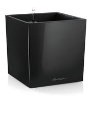 Lechuza Premium Cube 40 Plant Pot 40cm Height 34.5cm Dia All Inclusive Set Black High Gloss Pots & Planters
