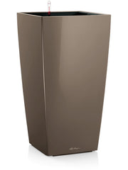 Lechuza Premium Cubico 30 Plant Pot 56cm Height 25cm Dia All Inclusive Set Taupe High Gloss Pots & Planters