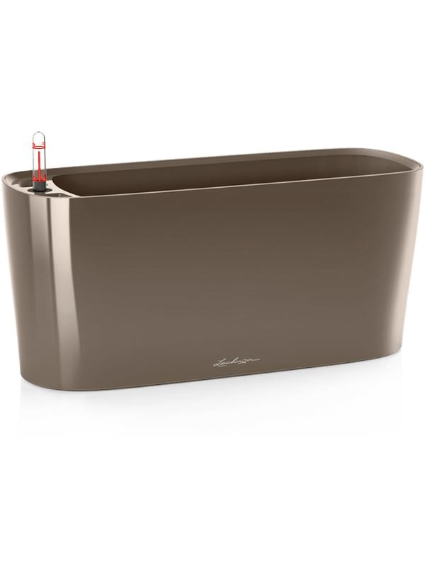 Lechuza Premium Delta 20 Plant Pot 18cm Height 12.5cm Dia All Inclusive Set Taupe High Gloss Pots & Planters