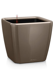 Lechuza Premium Quadro LS 43 Plant Pot 40cm Height 36.5cm Dia All Inclusive Set Taupe High Gloss Pots & Planters