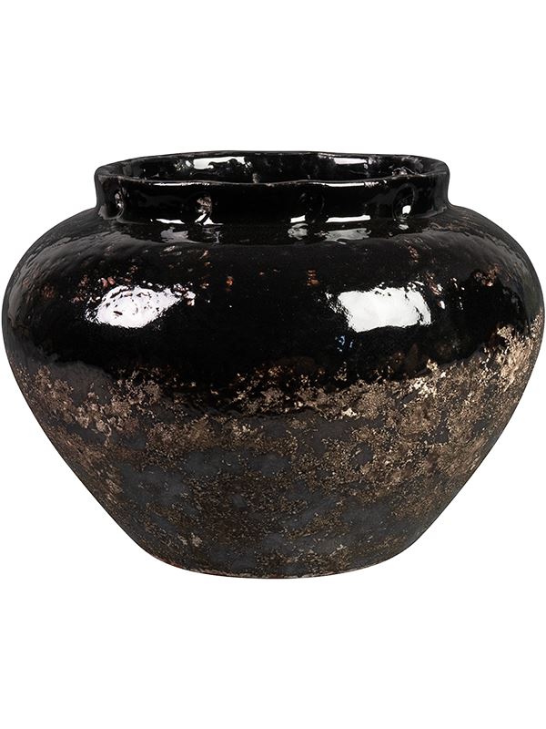 Lindy Plant Pot 20cm Height 14cm Dia Jar Black Pots & Planters