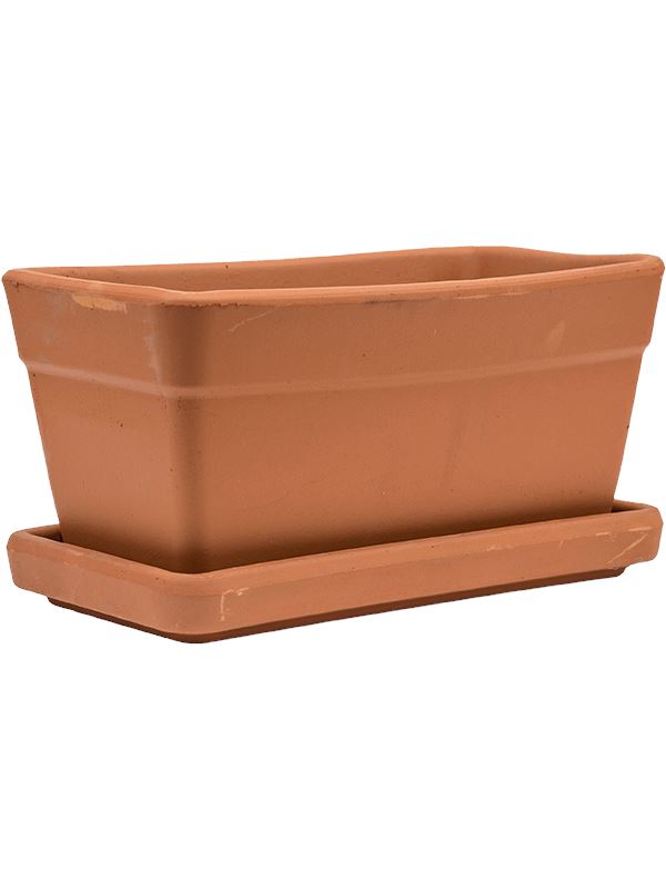 Terra Cotta Plant Pot 15cm Height 29cm Dia Set Balcony Box + Saucer Pots & Planters