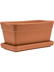 Terra Cotta Plant Pot 15cm Height 29cm Dia Set Balcony Box + Saucer Pots & Planters