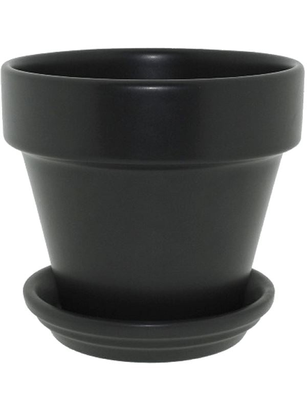 Urbann Plant Pot 22cm Height 24cm Dia Pot & Saucer Matt Anthracite Pots & Planters