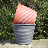 25cm Maine Round Planter Grey/White Plant Pot Outdoor Pots