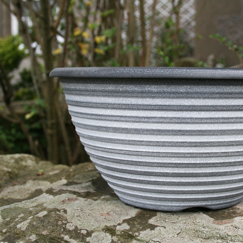 25cm Olympia Bowl Black/White Plant Pot Outdoor Pots