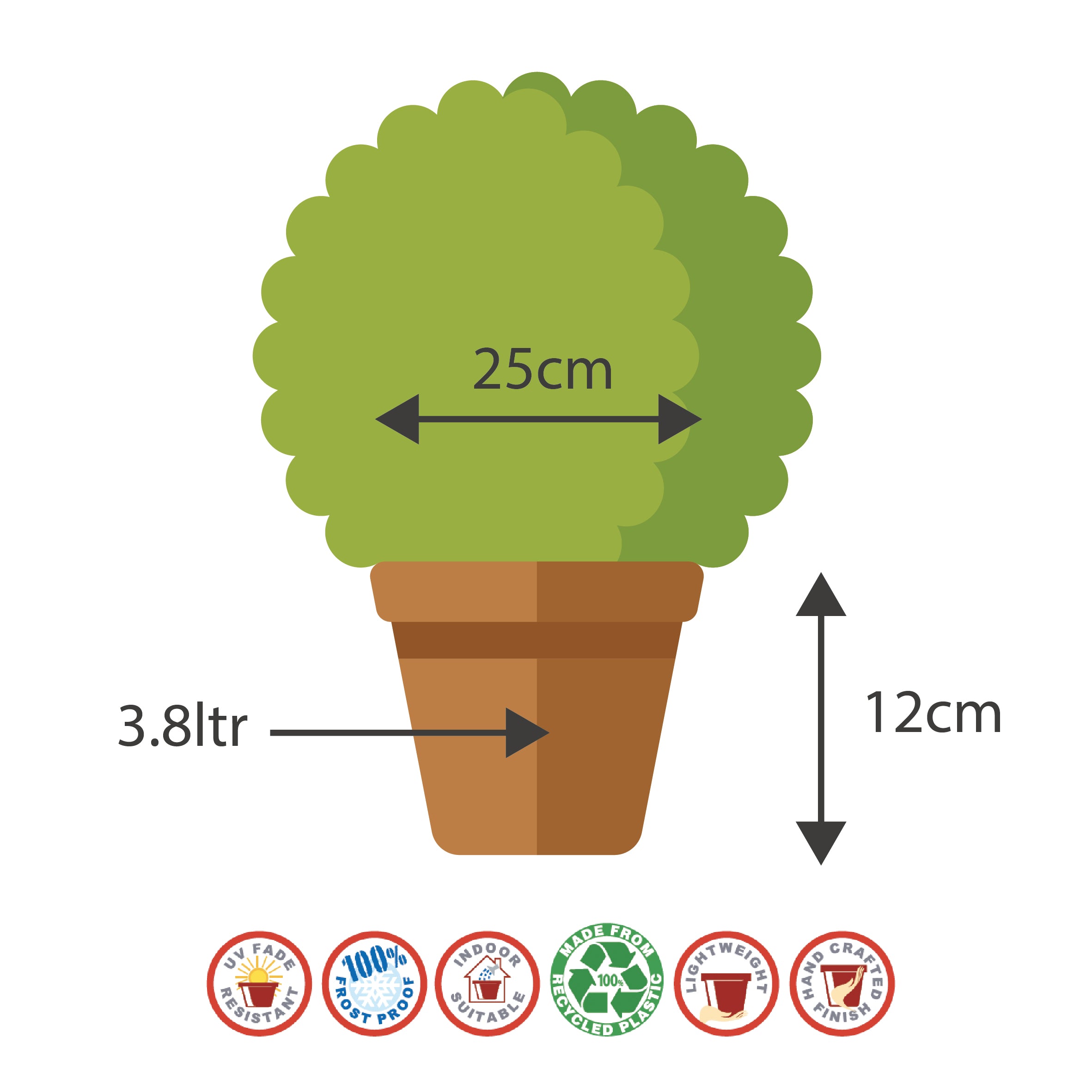 25cm Olympia Bowl Terracotta Plant Pot Outdoor Pots