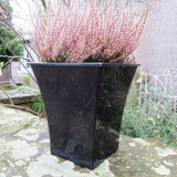 25cm Riviera Square Black Gloss Plant Pot Outdoor Pots