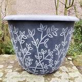 25cm Serenity Stout Planter Black/White Plant Pot