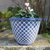 28cm Bell Quilt Recycled Blue/White Plant Pot Outdoor Pots