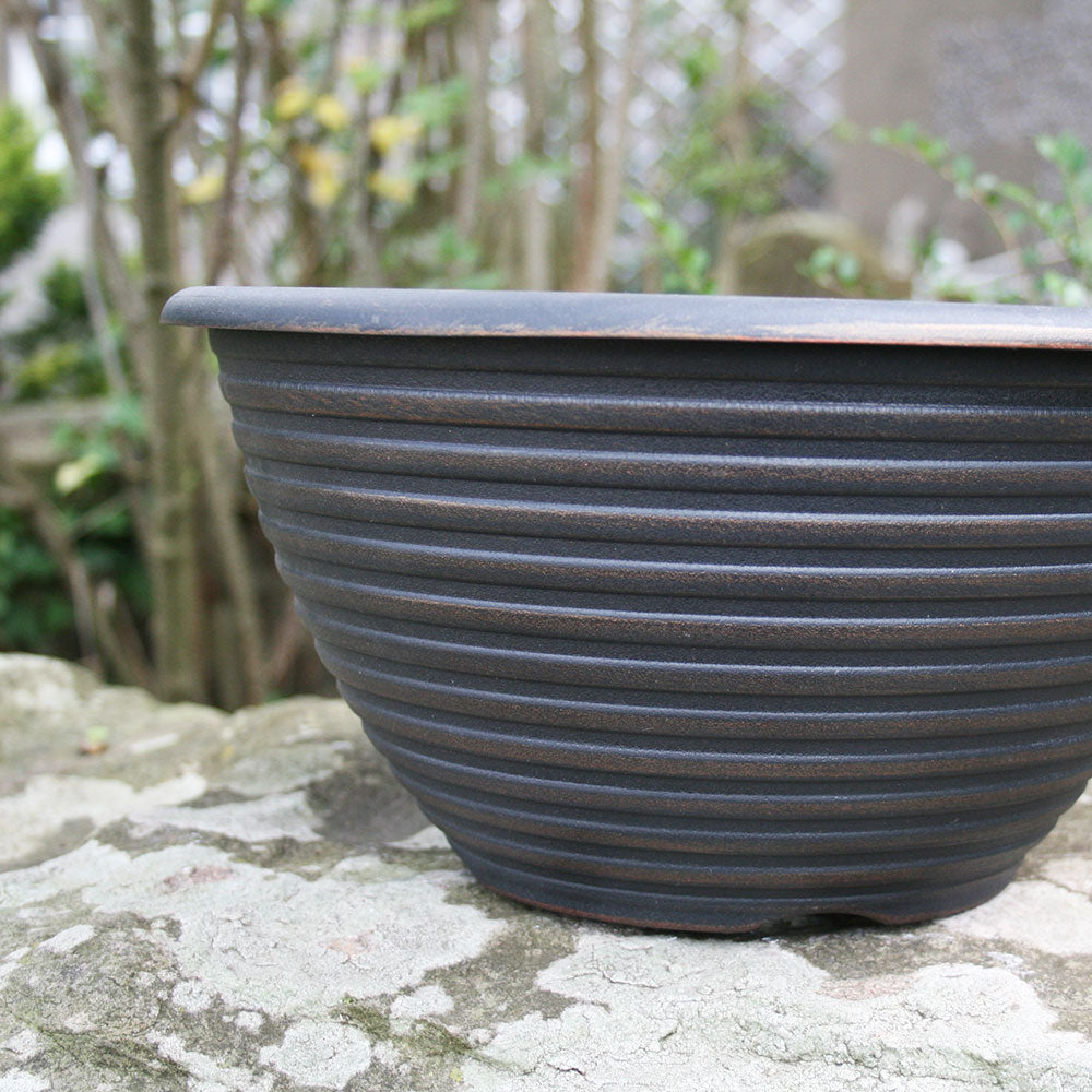 30cm Olympia Bowl Black/Copper Plant Pot Outdoor Pots