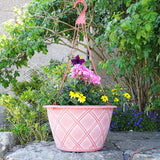 35cm Bel Lattice Basket Terracotta/White Plant Pot Outdoor Pots