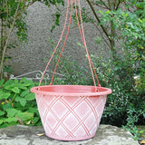 35cm Bel Lattice Basket Terracotta/White Plant Pot Outdoor Pots
