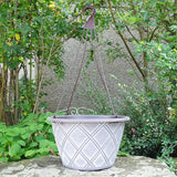 35cm Bell Lattice Basket Chocolate/White Plant Pot Outdoor Pots