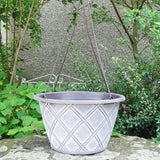 35cm Bell Lattice Basket Chocolate/White Plant Pot Outdoor Pots