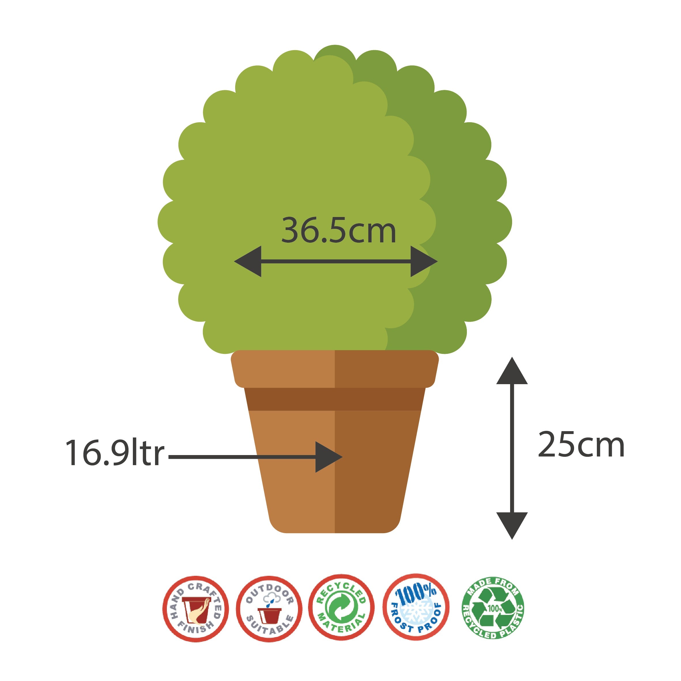 36cm Clifton Planter Copper Plant Pot Outdoor Pots