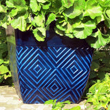 37cm Mosaic Square Planter Two Tone Blue Plant Pot Outdoor Pots