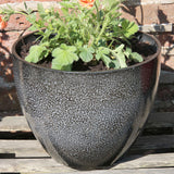 38cm Tall Egg Planter Ash Grey Glazed Plant Pot Outdoor Pots