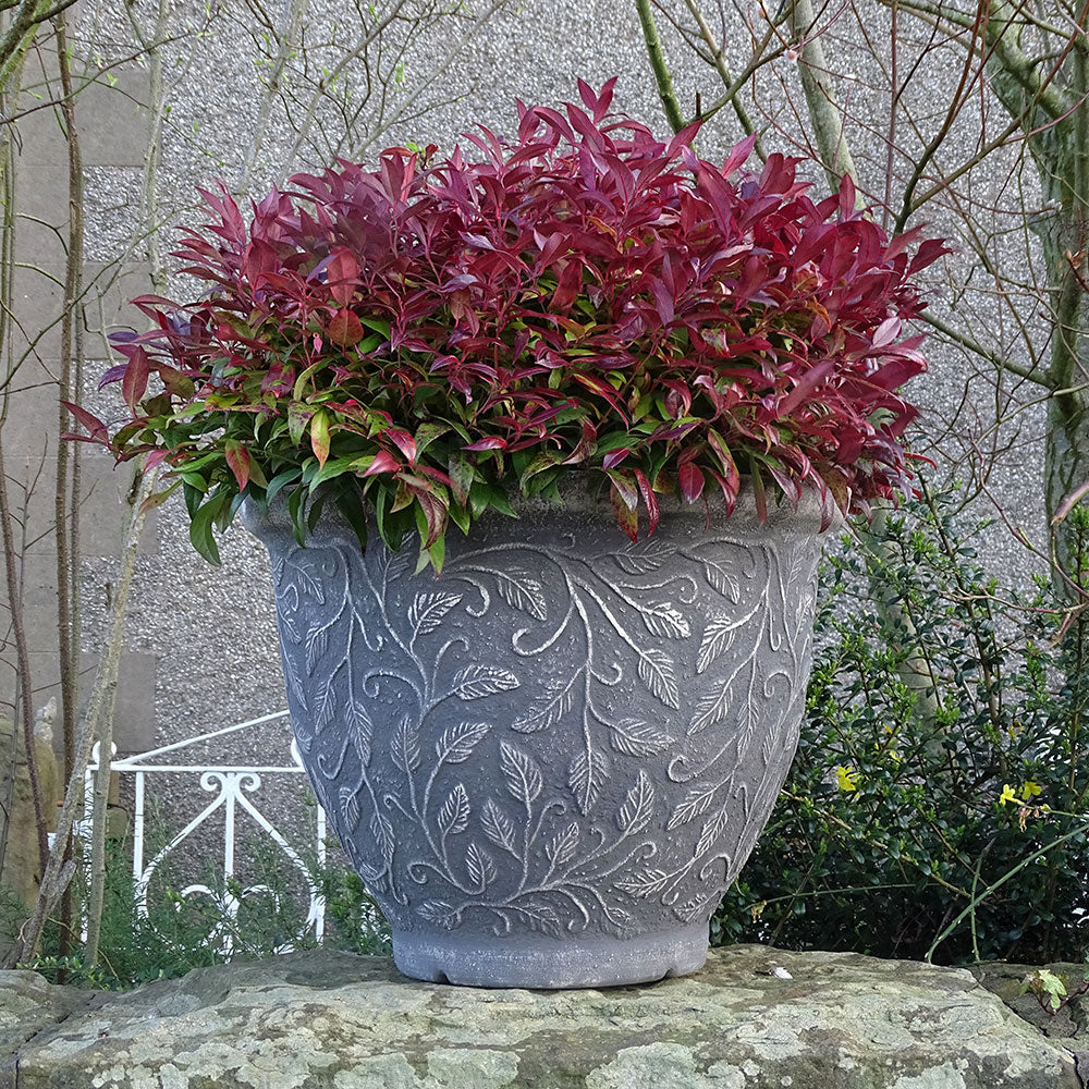 50cm Harmony Bell Grey with White Plant Pot Outdoor Pots