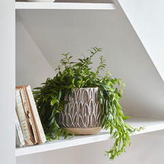 Arles Leaf Embossed Mocha Planter 20cm Height 22cm Dia Pots & Planters