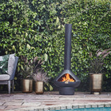 Outdoor Fornax Fireplace in Matt Black 132cm Height 52cm Width Pots & Planters