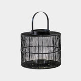 Portofino Wirework Lantern with Glass Insert Black 22cm Height 26cm Width