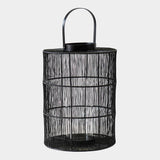 Portofino Wirework Lantern with Glass Insert Black 34cm Height 24cm Width